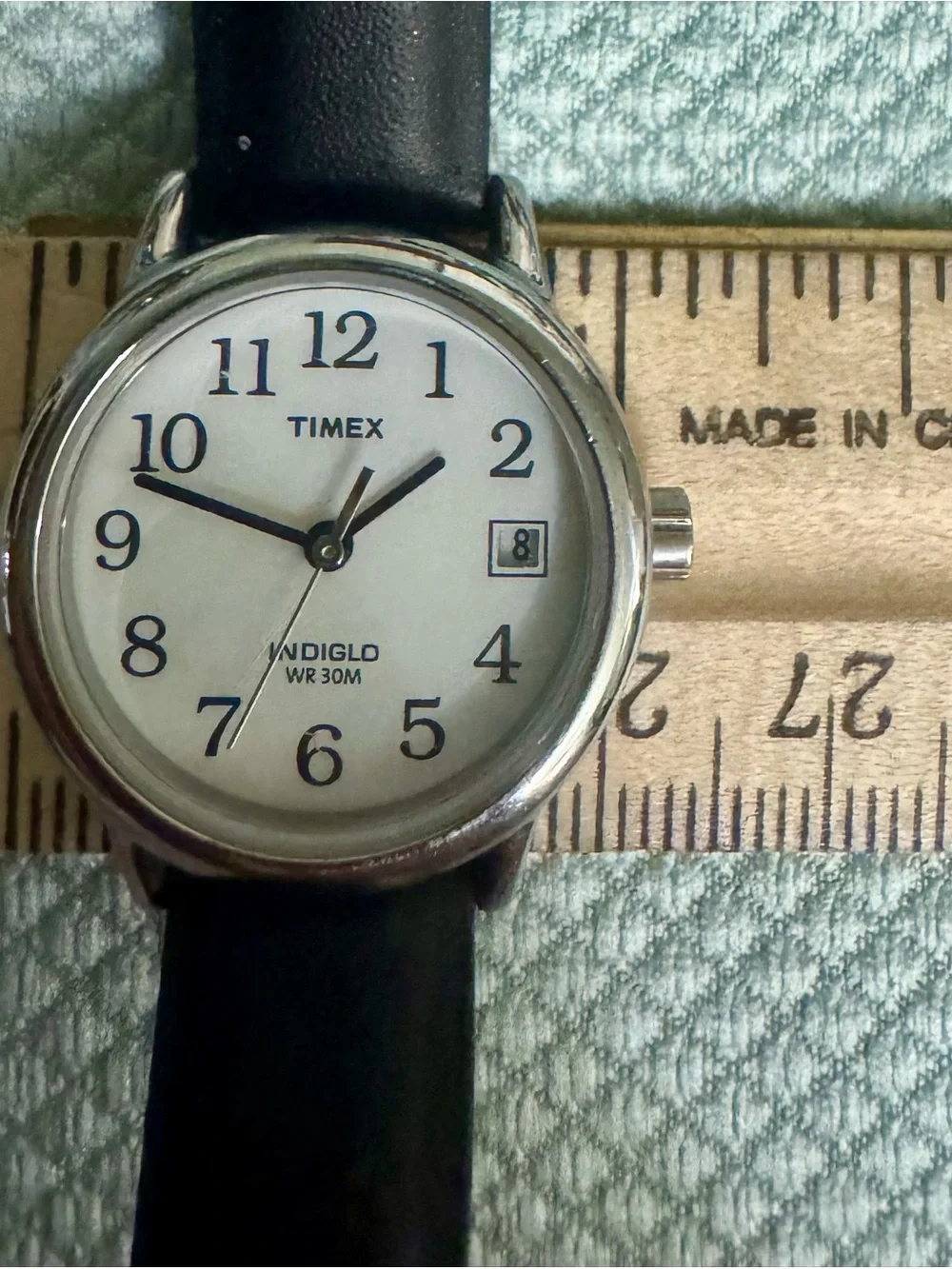 Timex Black Strap Watch with White Dial